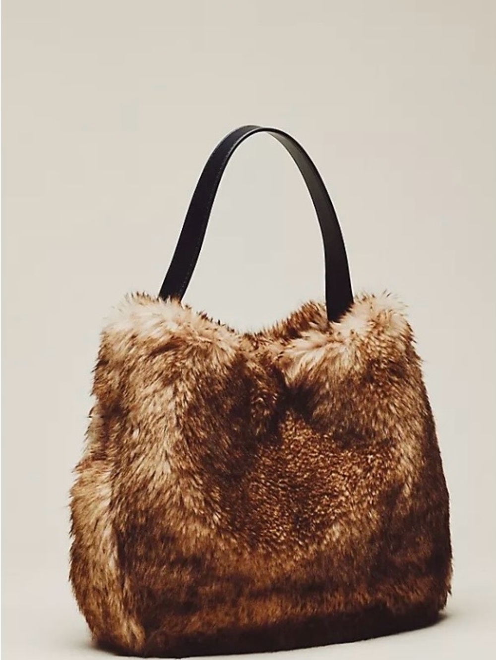 Anthropologie Brown Faux-Fur Shoulder Bag NWT